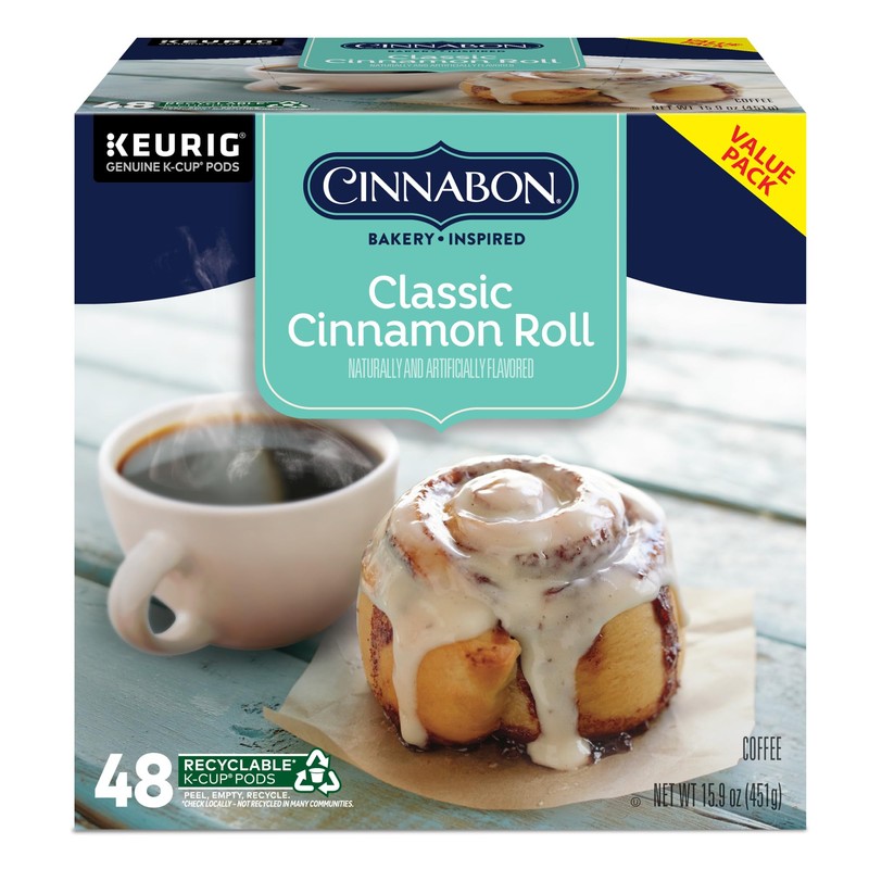 Cinnabon Classic Cinnamon Roll Keurig Single-Serve K-Cup Pods, Light Roast
