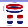 Haakong Striped Sweatbands Wristbands Set Sports Headband for Men Women
