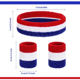 Haakong Striped Sweatbands Wristbands Set Sports Headband for Men Women 80s 90s Accessories Costumes