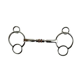 AK Universal Loose Ring Rotary Double Cooper Roller Snaffle Horse Riding Bits AKRS-2617 (5.75'', Silver)