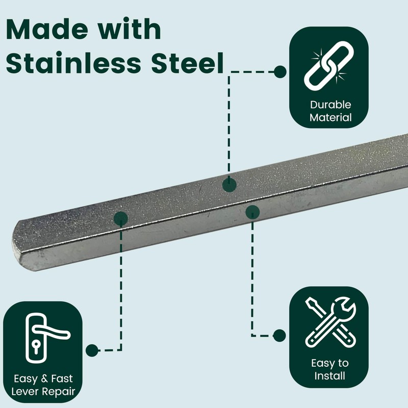 8mm Windows UPVC and Door Handle Spindle Plain Bar 50mm
