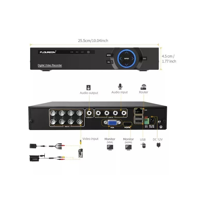 Floureon Smart CCTV DVR 8 Channel HD 1080P Digital Video