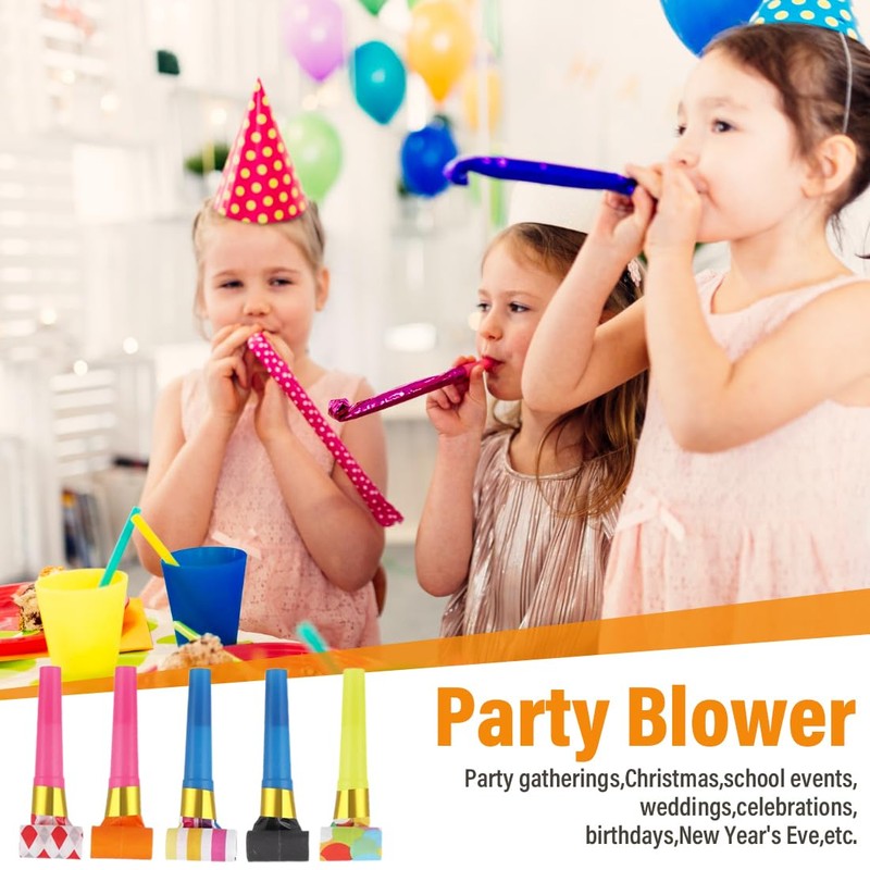 SIRLOMU Pack of 15 Party Flutes Blower Party Whistle Noise-Maker