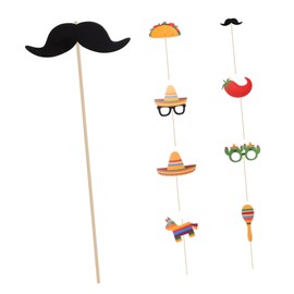 Ciieeo 3sets Fiesta Photo Booth Props Mexican Costume Photo Props Carnival Decorations for Party Booth 9pcs*3