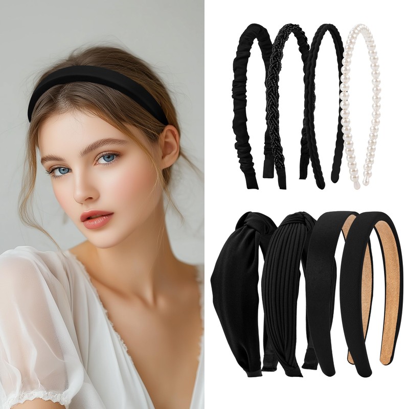 Brown Headbands for Women Girls Non Slip Floral Padded Hairbands
