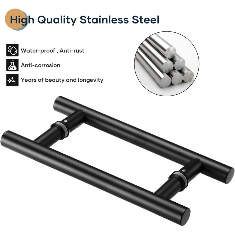 EaseLife 12" Push Pull Door Handle,Double Sided H Shape Sliding