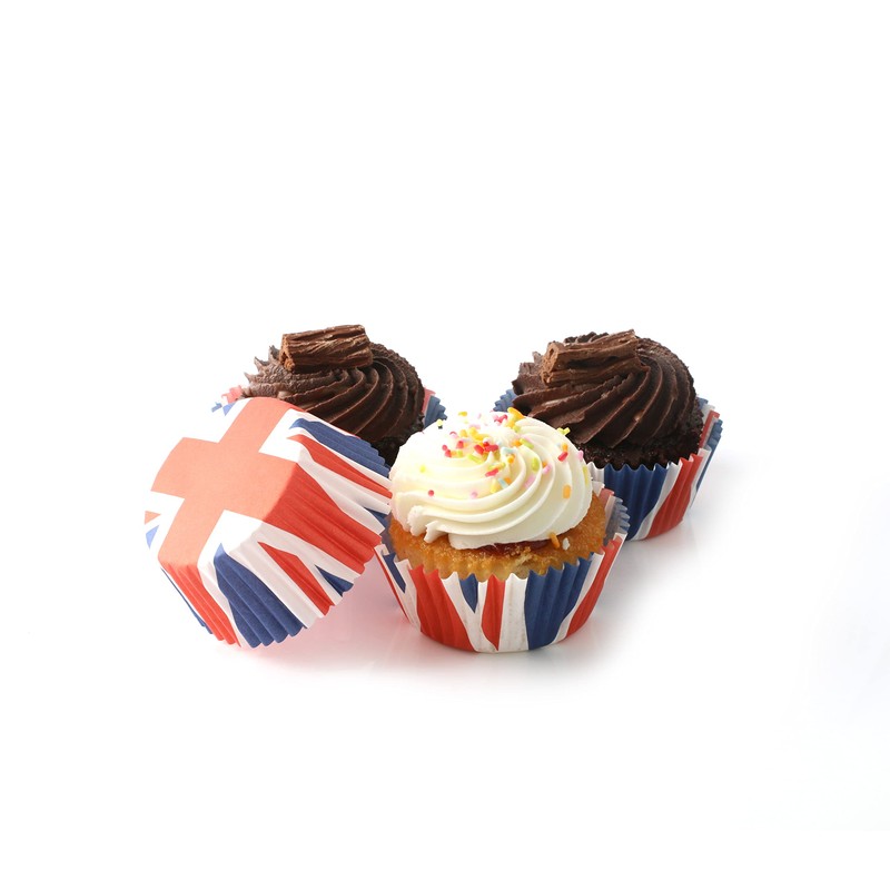 Union Jack Cupcake Cases - Pack of 1-100 Baking Paper