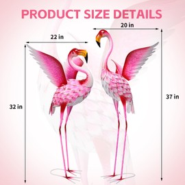 WONDER GARDEN Pink Flamingo Statue-Garden Statues for Outside - 2 Pack Flamingos Sculptures Statue, Metal Birds Yard Art for Pond, Patio, Outdoor, Porch Decor