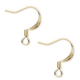 Platinum 10 Gold Plated Brass 22 Gauge 17mm Flattened Fishhook Earwires Earrings