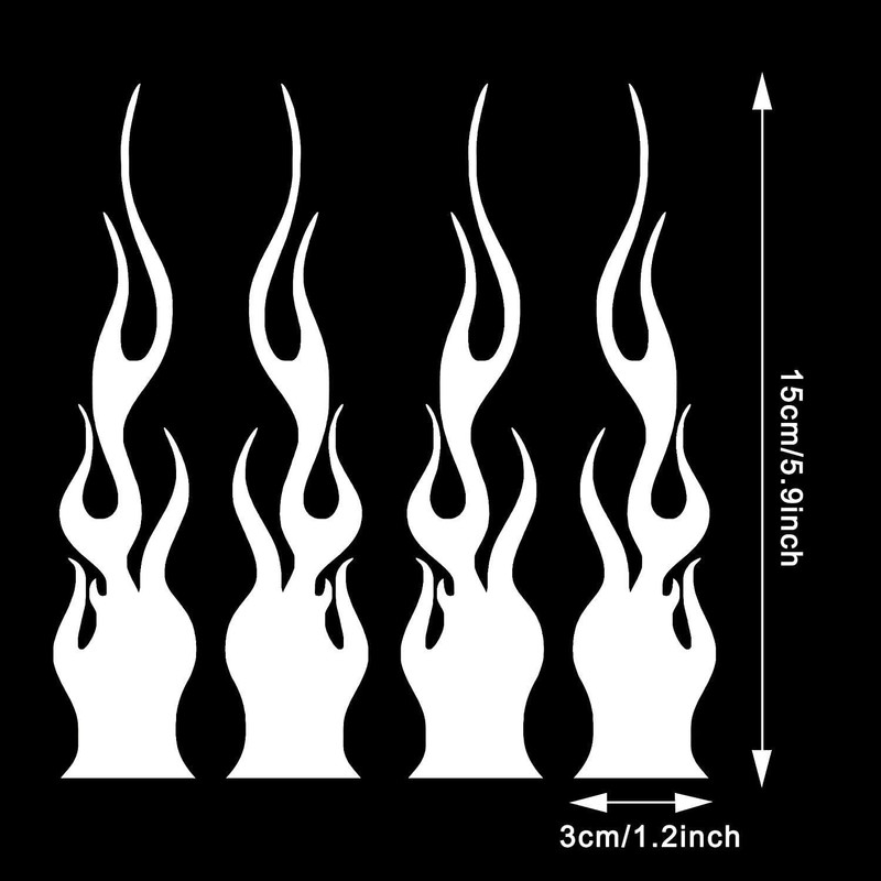 Fokmuaex 4pcs Reflective Flame Stickers, Universal Simulation Flame Decorative Stickers