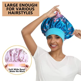 10 gorros de satén para mujeres negras, capó de trenzas grandes de banda ancha para el cabello, #10PCS-a, Talla única