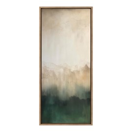 Kate and Laurel Sylvie Green Mountain Abstract II Framed Canvas Wall Art by Amy Lighthall, 18x40 Gold, Soft Mountain Landscape Art for Wall