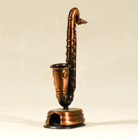 Miniature Saxophone Replica Die Cast Pencil Sharpener - Collectible Bronze Music Figurine - Musician Gift