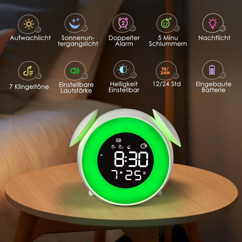 SOLVIEW Children's Alarm Clock, Sleep Trainer with 15 Colour Light