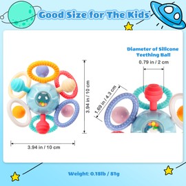 CAHILON Baby Teething Toys for 0-6 6-12 Months, BPA Free Food Grade Silicone Teether, Infant Sensory Chew Rattles Toys, Gifts for Infant Newborn Boys Girls 0 3 6 9 12 18 Months, Blue