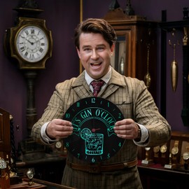 speecheese It's Gin O'Clock Aluminium Wall Clock with Blue Lettering Funny Clock with Ginsaying for Ginfans Alcohol as a Matching Decoration for the Pub or Home Bar