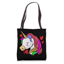 Heart Valentine's Day Love Couples Rainbow Fairytale Unicorn Tote Bag
