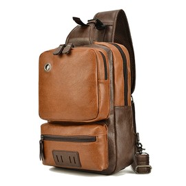 KPYWZER Leather Sling Bag Hiking Daypack for Men Women Outdoor Travel Camping Fishing Crossbody Shoulder Chest Pack Backpack Daypack Brown