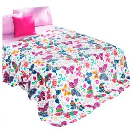 Elefantito Cobertor Matrimonial Ligero Mariposas Colores Calido Y Suave