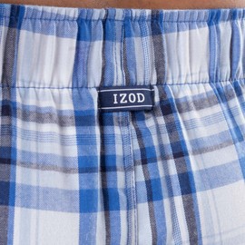 IZOD Men's Poly Rayon Drawstring Sleep Lounge Short, Navy/Blue Plaid, Medium