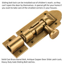 Runningfish Antique Barrel Bolt Buckle Heavy Duty,Solid Brass Thickened Door Latch (Bronze Upgrade)