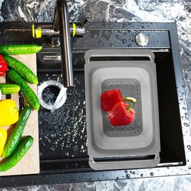 Kitchen Sink Strainer Collapsible Colander Pasta Strainer Universal Collapsible Extendable 55 x 26.5 x 12 cm