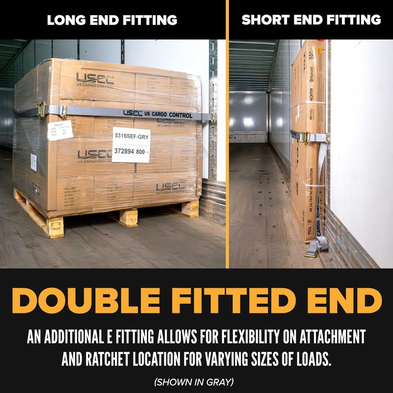 US Cargo Control Double-Fitted E Track Ratchet Straps (4 Pack),