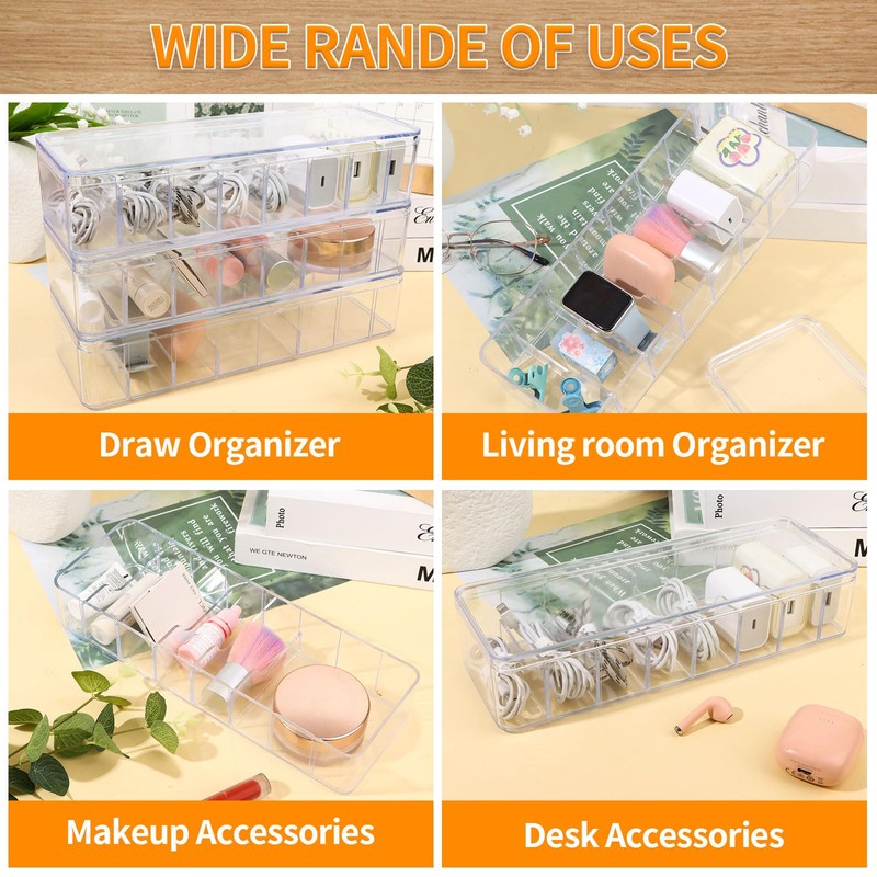 3 Pack Cable Storage Box Cable Tidy Box with 30