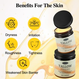 Beef Tallow Balm for Skin, Tallow and Cream, Beef Tallow Moisturizer, Tallow Lotion for Skin Care, Moisturizer for Face & Body (4 oz)