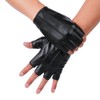 JISEN Men PU Leather Punk Half Finger Snap Performance Gloves