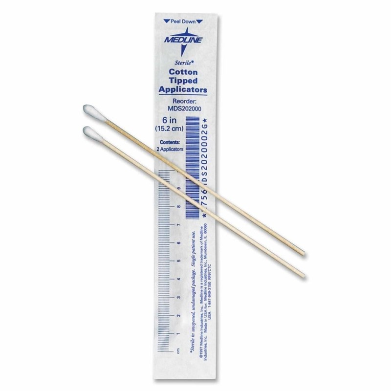Medline MDS202000 Sterile Cotton-Tipped Applicators White Pack of 200