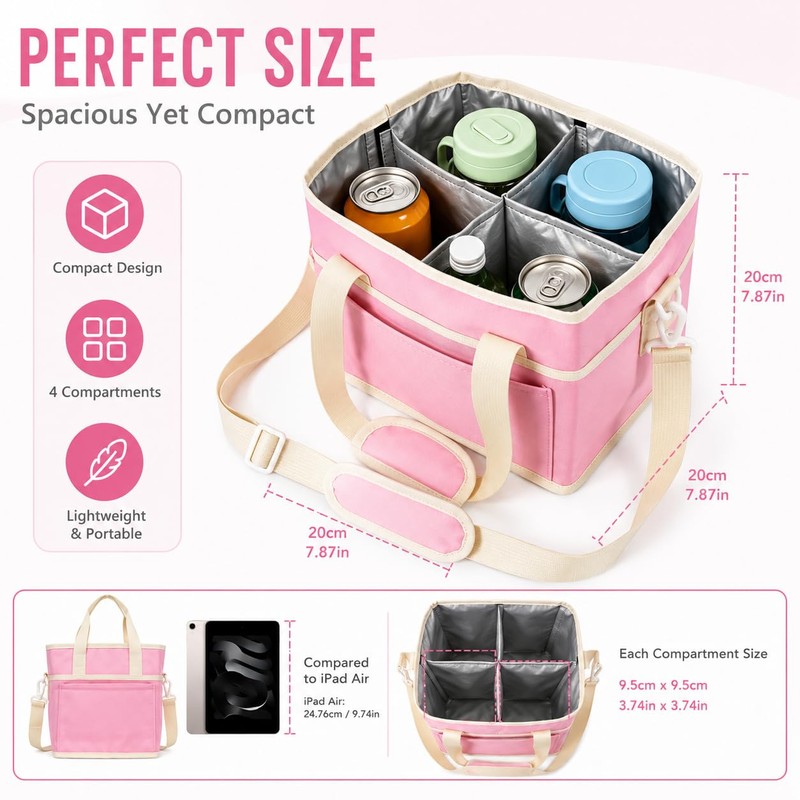 Drink Carrier Tote Bag for 4 Cups, Multiple Tumbler Carrier