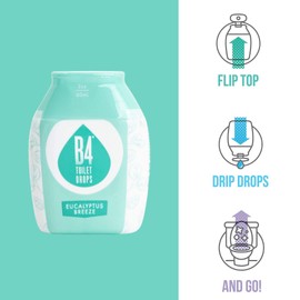 B4 Toilet Drops Toilet and Bathroom Deodorizer Drops, 2 Ounce Bottle (Eucalyptus Breeze)