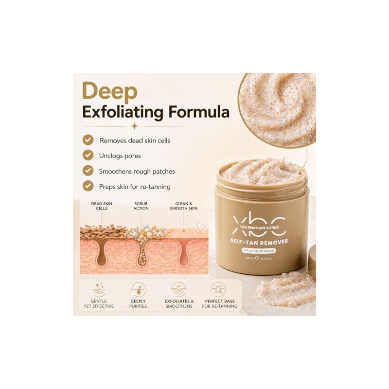XBC Self Tan Remover Scrub 500ml with Spatula – Exfoliating