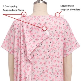 Deyeek Women's Adaptive Open Back Night Gown For Ladies - Assisted Dressing Hospital Gowns for Women With Shoulder Snaps M