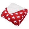 Micro-Pro Red/White Stars Fleece Blanket Soft Sherpa Home Warm Sofa