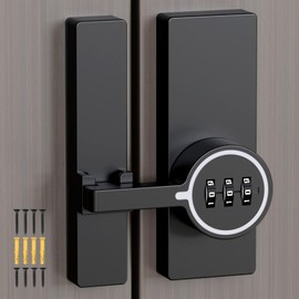 YogePote Keyless Password Barn Door Lock, 180 Degree Adhesive Cabinet Lock with 3-Digit Combination, Sliding Flip Door Latch with Glue and Screws for Gate, Closet, Shed, Pantry, Bedroom (Luminous-1pc)