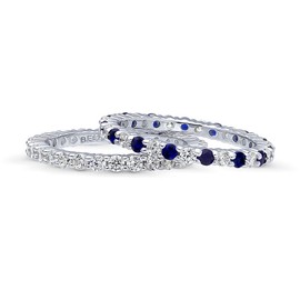 BERRICLE Sterling Silver Wedding Rings Pave Set Round Cut Cubic Zirconia CZ Eternity Ring Set for Women, Rhodium Plated Size 6.5