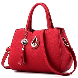 Pahajim Womens Handbag Tote Cute Mini Tassels Leather Shoulder Purse Crossbody Bag(Wine red)