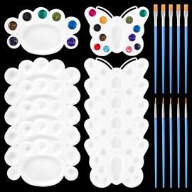 Neikafan Mixing Palette Set 12 Pieces Mini 10 Pieces Brushes for Painting and Crafts Colour Mixing Palette for Artists Acrylic and Oil Painting for DIY Art Painters