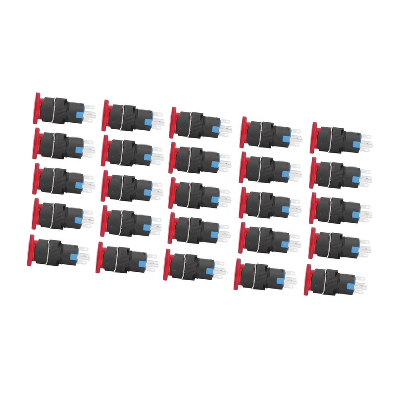 25Pcs Button Switch Mushroom Head Self Locking Push Switches with