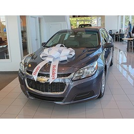 30" Magnetic Happy Holidays Car Bow - Made in USA (White)