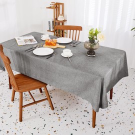 Deconovo Soft Rectangle Table Cover Wipe Clean Durable Table Cloth Water Resistant Solid Faux Linen Tablecloth for for Kitchen Tabletop Decoration 54 x 108 Inch (137 * 274cm) Dark Grey