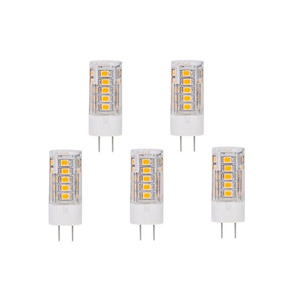 CBConcept 5-Pack, LED G4, 320 Lumens, 2.8 Watt (35W Equal), Pure White 6000K, 360° Beam Angle, Not Dimmable, Low Volt AC/DC 12 Volt, JC G4 Bi-Pin Base LED Halogen/Xenon/Incandescent Replacement Bulb