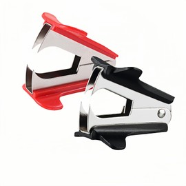 Staple Remover 2 Pack - Heavy Duty No Rip Design with Steel Teeth | Red & Black Set for Office, School, Bulletin Boards | Smooth Grip Puller