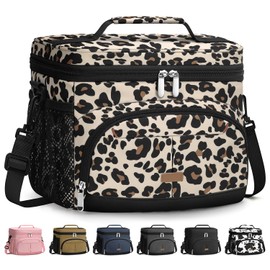 Pritent Lunch Box for Man Women, Insulated Lunch Bag Cooler Bag Leakproof Lunchbox Lunch Tote Bags with Removable Strap for Work School Picnic Travel (Leopard/12L