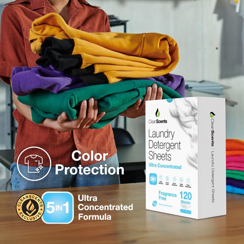 CleanScents Laundry Detergent Sheets (120 Sheets) (Fragrance Free)