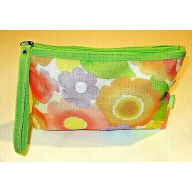 Clinique Green, Pink & Purple Floral Zippered Cosmetic Case w/ Carry Handle -NEW