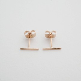 HONEYCAT Skinny Wire Midi Balance Bar Stud Earrings in Gold, Rose Gold, or Silver in 10mm or 5mm | Minimalist, Delicate Everyday Jewelry (Rose Gold, 10mm)