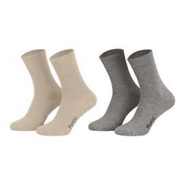 Piarini Business Socks, Suit Socks Without Elastic Top, Cotton, Men's And Women’s, Pack Of 8, Black, Blue, Charcoal Grey And Grey (Solid Colour), Various Sizes, Also Available In Plus Sizes Up To Size 50 - 4 x beige 4 x grey, size: 35-38
